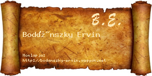 Bodánszky Ervin névjegykártya